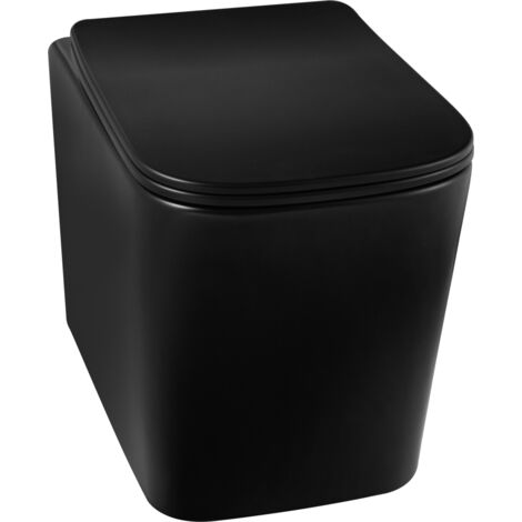 Balneo WC suspendu, sans bride bau, abattant softclose, Ceramique, noir, LUGA