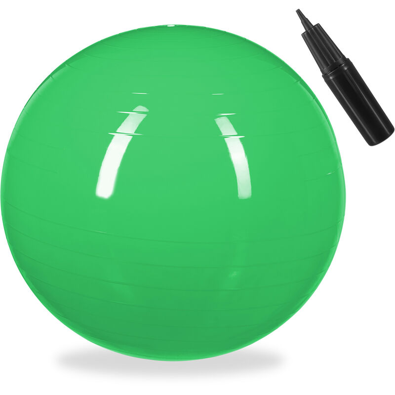 

Balón para ejercicios de fitness, Pelota de pilates, Equilibrio, Con bomba de aire, Ø 65 cm, 1 Ud., Verde