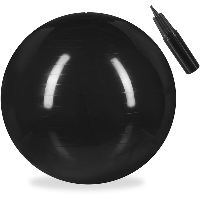 

Balón para ejercicios de fitness, Pelota de pilates, Equilibrio, Con bomba de aire, Ø 75 cm, 1 Ud., Negro