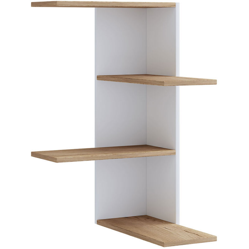 Ebuy24 - Balos bibliothèque accroché au mur 4 tablettes blanc, chêne décor.