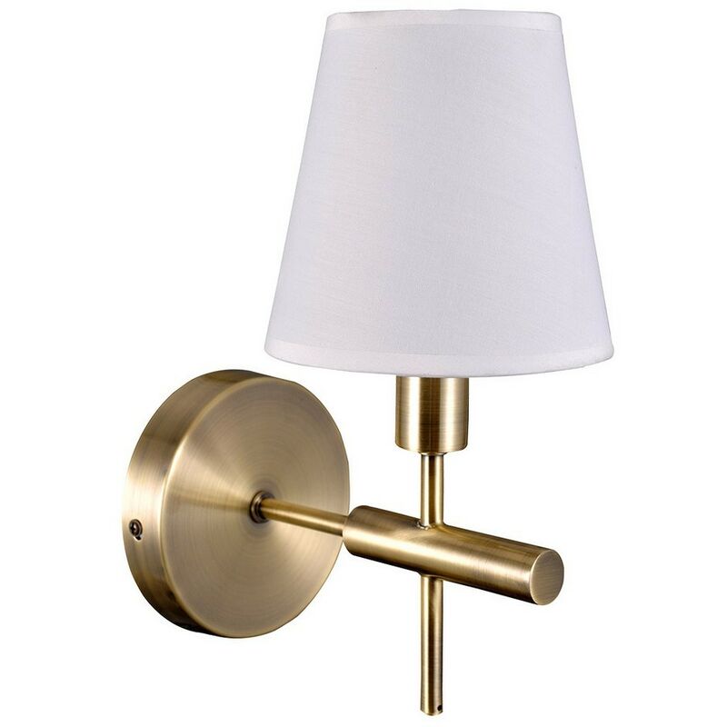 Italux - Balter - Stylized Wall Lamp Golden 1 Light with White, Fabric Shade, E14