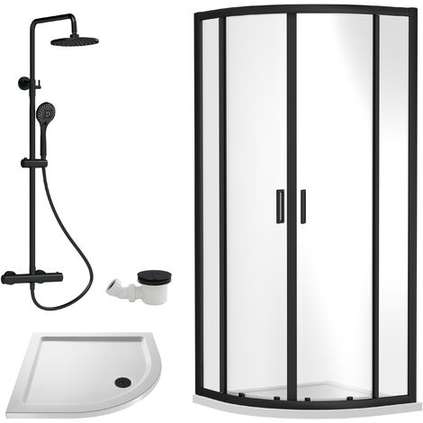 Balterley Almington Quadrant Shower Enclosure Bundle: Slimline Tray, Round Kit & Waste 900 x 900 mm White/Chrome