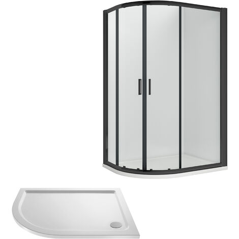 Balterley Almington Shower Enclosure Bundle: Offset Left Hand Quadrant & Slimline Tray, 1000 x 800 mm Black/White