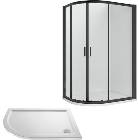 Balterley Almington Shower Enclosure Bundle: Offset Left Hand Quadrant & Slimline Tray, 1200 x 800 mm Black/White