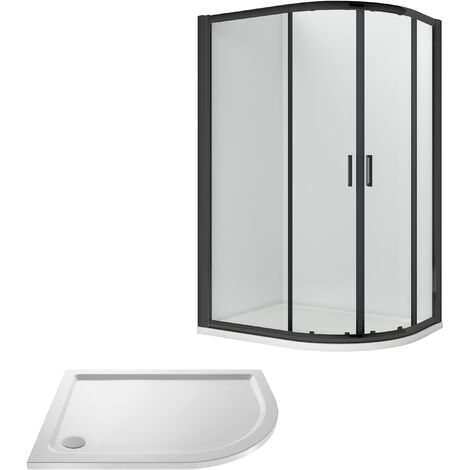 Balterley Almington Shower Enclosure Bundle: Offset Right Hand Quadrant & Slimline Tray, 1000 x 800 mm Black/White