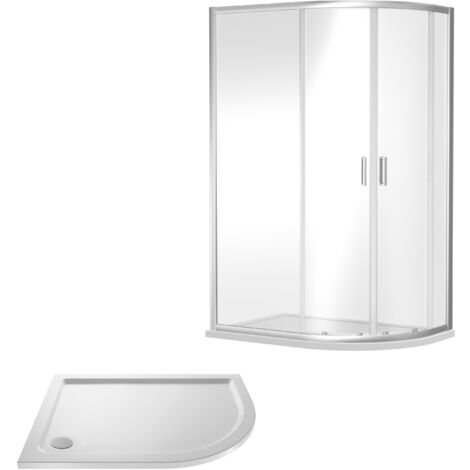 Balterley Almington Shower Enclosure Bundle: Offset Right Hand Quadrant & Slimline Tray, 1000 x 800 mm Chrome/White