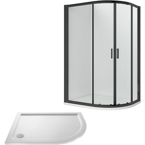 Balterley Almington Shower Enclosure Bundle: Offset Right Hand Quadrant & Slimline Tray, 1200 x 800 mm Black/White