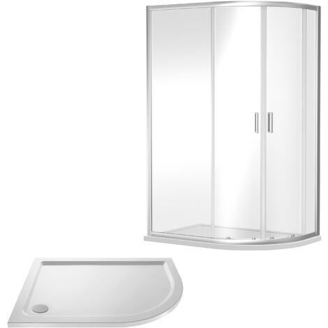 Balterley Almington Shower Enclosure Bundle: Offset Right Hand Quadrant & Slimline Tray, 1200 x 800 mm Chrome/White