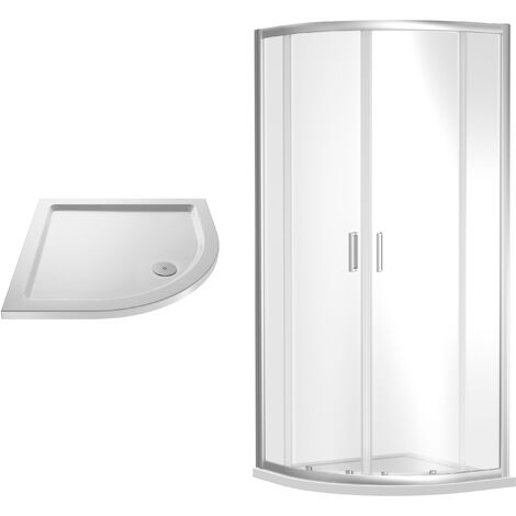 Balterley Almington Sliding Shower Door Bundle: Side Panel & Slimline Tray, 800 x 800 mm Chrome/White