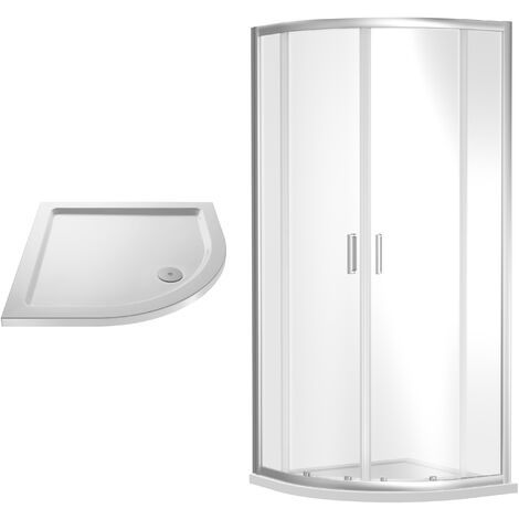 Balterley Almington Sliding Shower Door Bundle: Side Panel & Slimline Tray, 900 x 900 mm Chrome/White