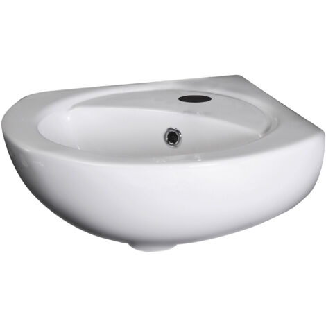 Balterley Anslow Cloakroom Wall Hung Corner 1 Tap Hole Ceramic Basin with Overflow 450mm - White