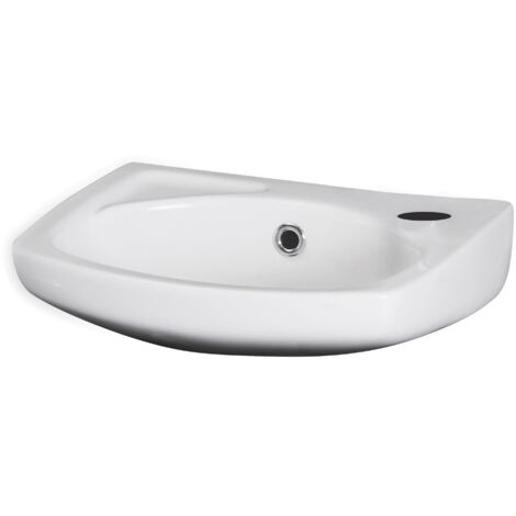 Balterley Anslow Modern Wall Hung Ceramic Basin with Overflow and Tap Hole, 350mm - White