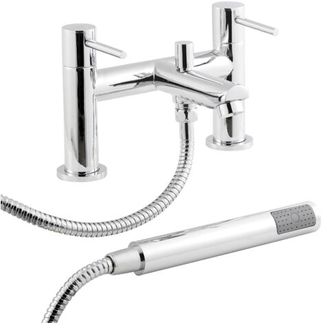Balterley Bradnop Round Deck Mounted Bath Shower Mixer Tap with Shower Kit - Chrome