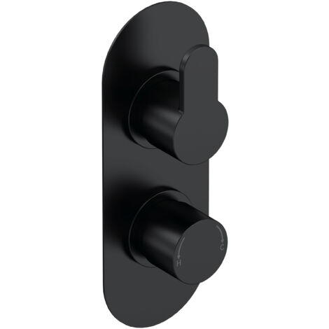 Balterley Consall Concealed Round Twin Thermostatic Shower Valve with Diverter 215mm - Matt Black