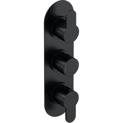 Balterley Consall Contemporary Concealed Round Triple Thermostatic Shower Valve with Diverter 280mm - Matt Black
