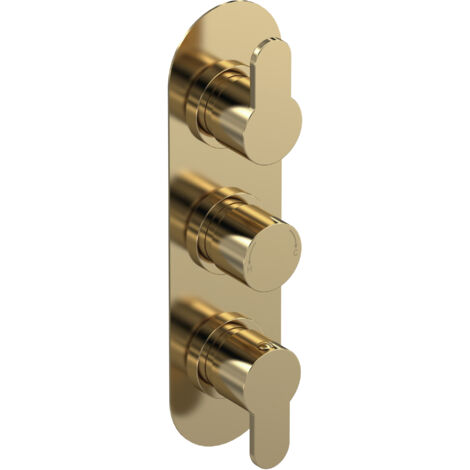 Balterley Consall Round Concealed Triple Thermostatic Shower Valve with Diverter 3 Outlets - Brushed Brass