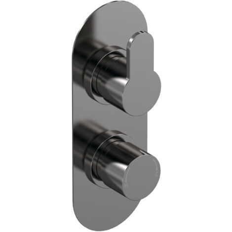 Balterley Consall Round Concealed Twin Thermostatic Shower Valve 1 Outlet - Brushed Pewter