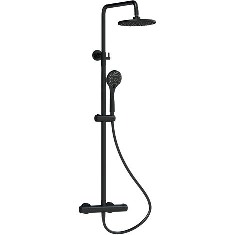 Balterley Consall Round Thermostatic Shower Kit with Fixed Head and Adjustable Handset - Matt Black