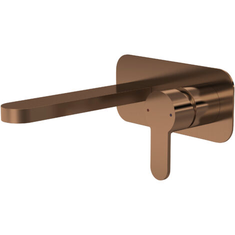 Balterley Consall Round Wall Mount 2 Tap Hole Basin Mixer Tap & Back Plate - Brushed Bronze