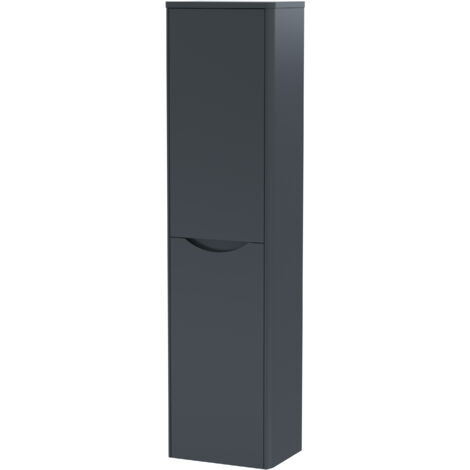 Balterley Dunwood Bathroom Wall Hung 2 Door Tall Unit, Dark Grey, 356mm