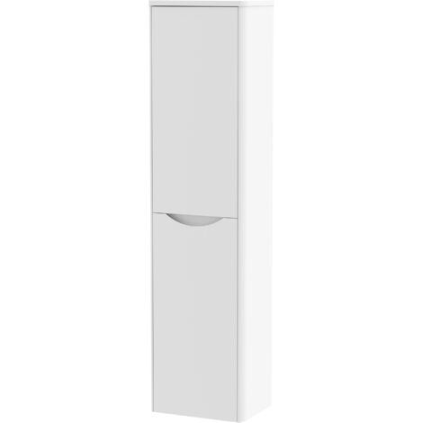 Balterley Dunwood Bathroom Wall Hung 2 Door Tall Unit, Satin White, 356mm