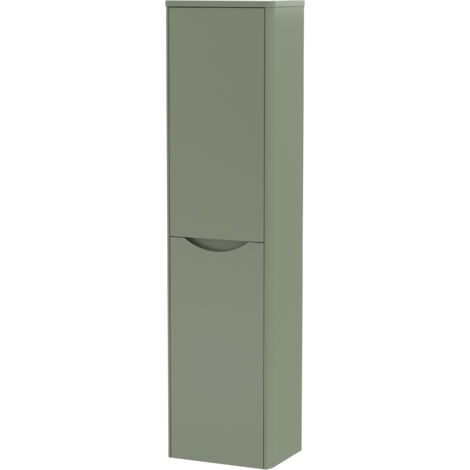 Balterley Dunwood Modern Bathroom 1 Soft Close Door Wall Hung Tall Cabinet, Satin Green, 356mm