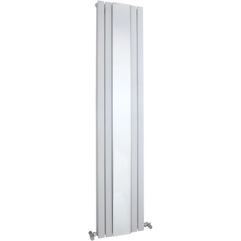 Balterley Edingale Square Vertical Double Panel Radiator with Mirror, 1800mm x 354mm - Satin White
