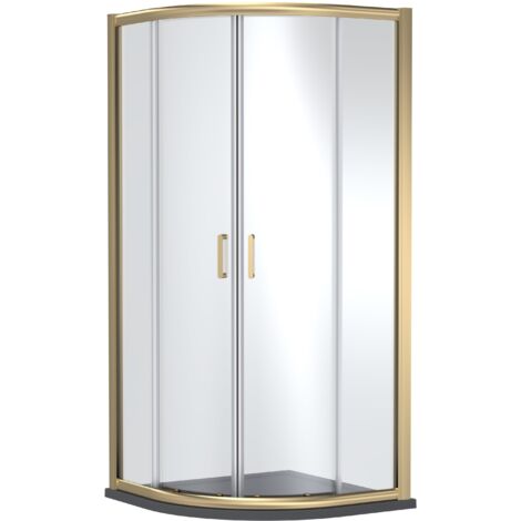 Balterley Ellenhall Quadrant Shower Enclosure with 6mm Safety Glass & 900 x 900mm Resin Tray in Brushed Brass Frame, Grey Finish