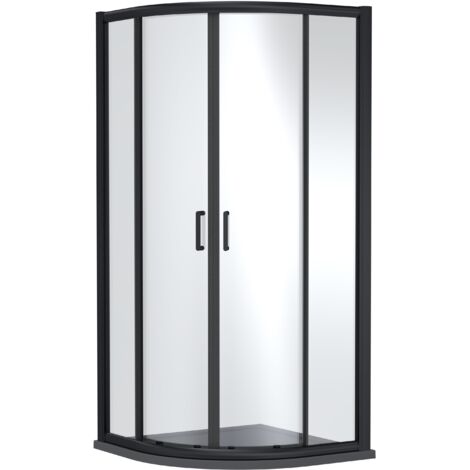 Balterley Ellenhall Quadrant Shower Enclosure with 6mm Safety Glass & 900 x 900mm Tray in Matt Black Frame, Grey Finish