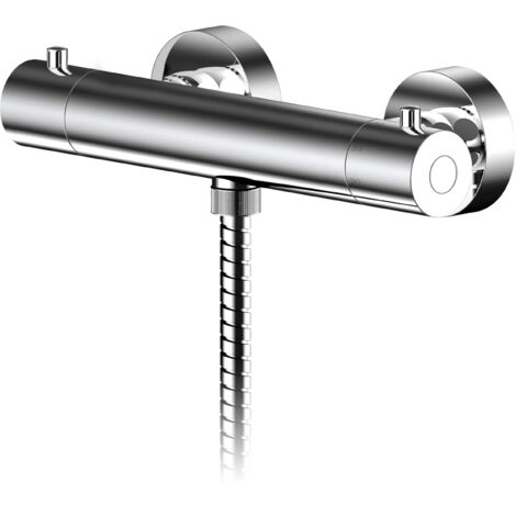 Balterley Enville Contemporary Wall Mounted Round Thermostatic Bar Valve with Bottom Outlet - Polished Chrome Finish