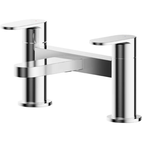 Balterley Enville Modern Round Deck Mounted Bath Filler Tap with Dual Lever Handles - Polished Chrome Finish
