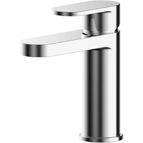 Balterley Enville Modern Round Mono Basin Mixer Tap with Push Button Waste & Flat Spout - Polished Chrome Finish