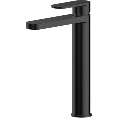 Balterley Enville Round High Rise Mono Basin Mixer Tap with Flat Spout and Single Lever Handle - Matt Black Finish