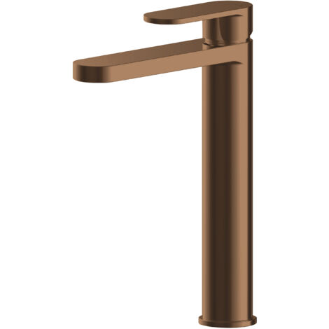 Balterley Enville Round High Rise Mono Basin Mixer Tap with Flat Spout & Cylindrical Body - Brushed Bronze Finish