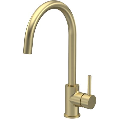 Balterley Gratwich Kitchen Mono Mixer Tap with Single Lever Handle, High Curved Swivel Spout - Brushed Brass Finish