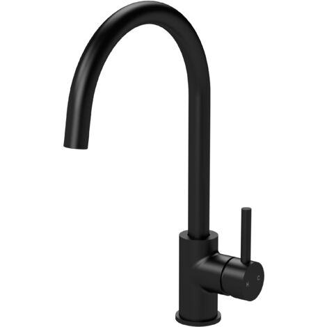 Balterley Gratwich Kitchen Mono Mixer Tap with Single Lever Handle, High Curved Swivel Spout - Matt Black Finish
