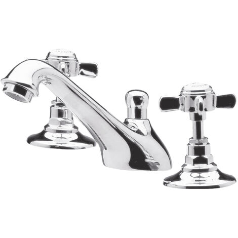 Balterley Hanchurch Traditional Crosshead 3 Tap Hole Basin Tap and Pop Up Waste - Chrome