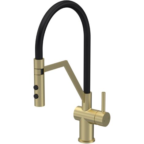 Balterley Haughton Kitchen Mono Mixer Tap with Single Lever Handle, High Curved Swivel Spout - Brushed Brass Finish