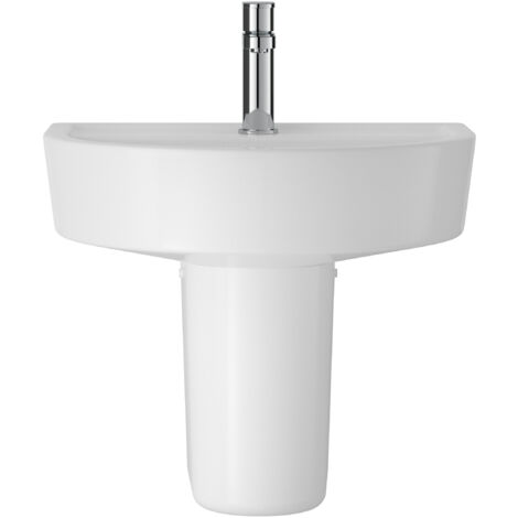 Balterley Hopwas Round 1 Tap Hole Ceramic Basin with Semi Pedestal 420mm White Bathroom Sink (Tap Not Included)