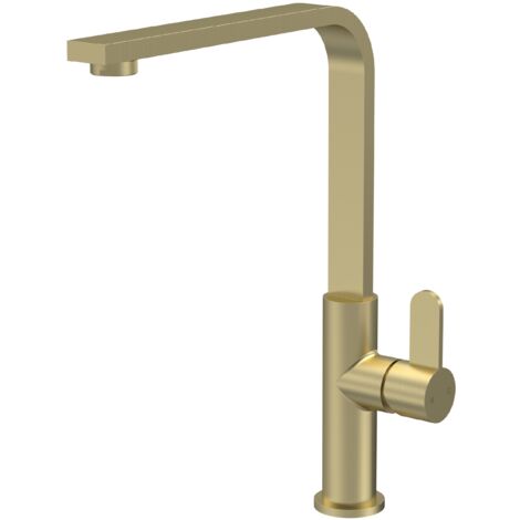 Balterley Ipstones Kitchen Mono Mixer Tap with Single Lever Handle, Curved Swivel Spout - Brushed Brass Finish