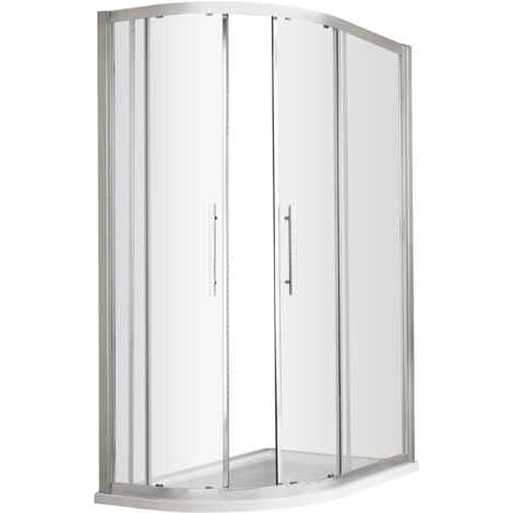 Balterley Kinvaston 900x800mm Offset Quadrant Shower Enclosure with 8mm Glass, Easy Clean Sliding Doors & Easyfit System - Chrome