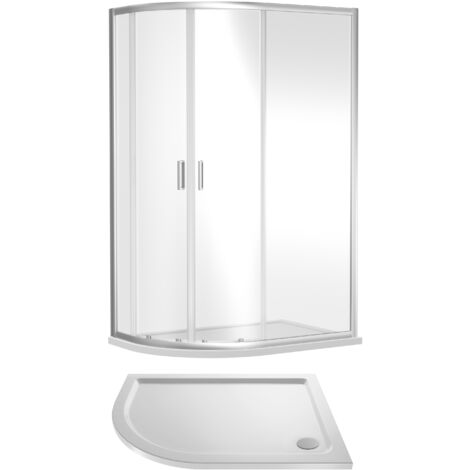 Balterley Left Hand Offset Quadrant Shower Suite with 6mm Safety Glass Enclosure & 1200 x 800mm Tray in Chrome Frame