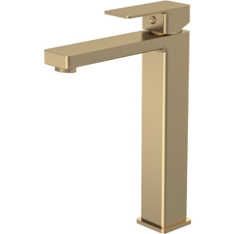 Balterley Milldale Square Tall Mono Basin Mixer Tap with High Rise Design - Brushed Brass Finish