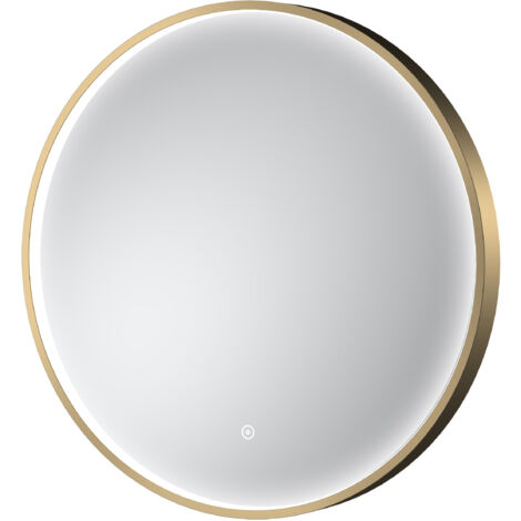 Balterley Quixhill Round Inset Framed LED Touch Sensor Mirror with Demister Pad, 600mm - Brushed Brass