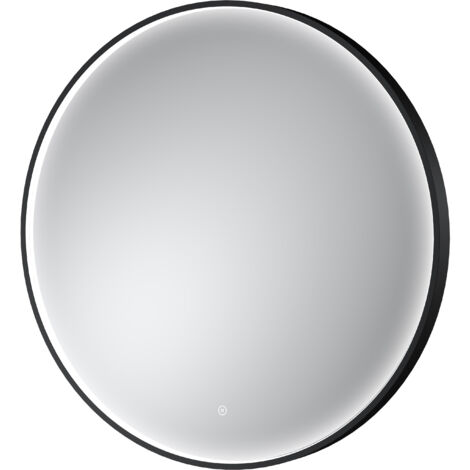 Balterley Quixhill Round Inset Framed LED Touch Sensor Mirror with Demister Pad, 800mm - Black