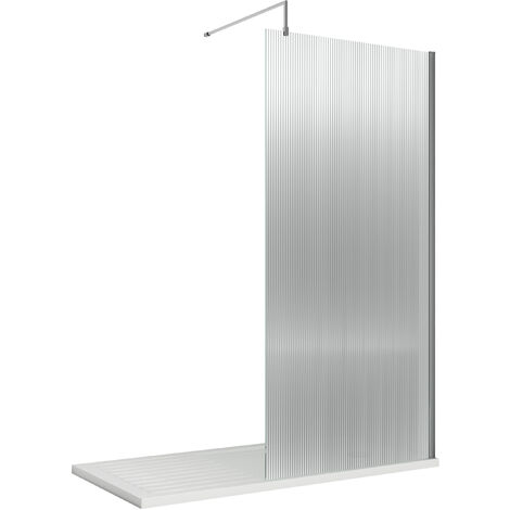 Balterley Shebdon 8mm Toughened Safety Glass Wetroom Screen with Support Bar: 1000 x 1850 mm, Chrome