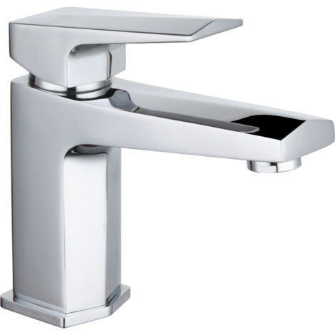 Balterley Swynfen Square Mono Basin Mixer Tap & Push Button Waste, Single Lever with Ceramic Disc - Chrome Finish