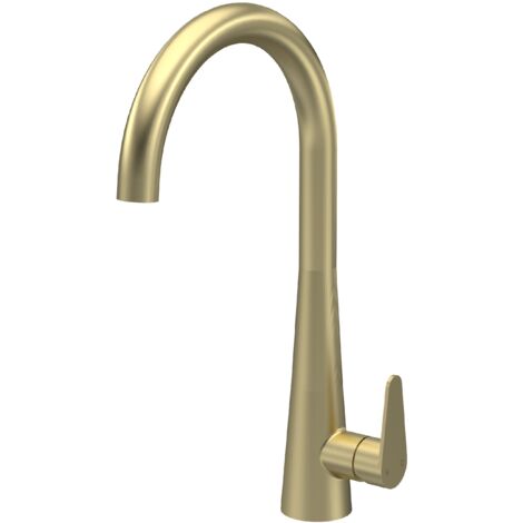 Balterley Tatenhall Kitchen Mono Mixer Tap with Single Lever Handle, Curved Swivel Spout - Brushed Brass Finish