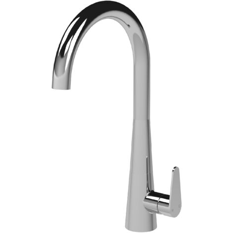 Balterley Tatenhall Kitchen Mono Mixer Tap with Single Lever Handle, Curved Swivel Spout - Polished Chrome Finish