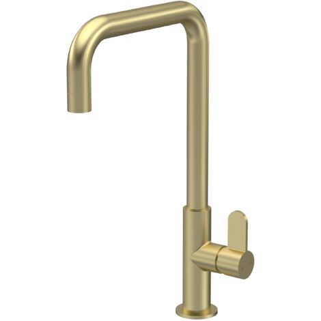 Balterley Warslow Kitchen Mono Mixer Tap with Single Lever Handle, Square Swivel Spout - Brushed Brass Finish